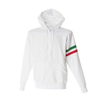 Felpa unisex bianca da personalizzare, con zip lunga e fascia tricolore Verona
