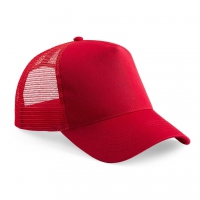 Cappellino rosso da personalizzare, con snap-tab in tinta Half Mesh Trucker