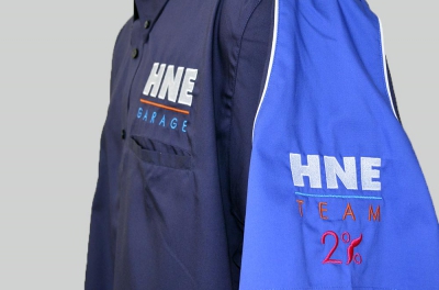 Camicia personalizzata ricamata con logo HNE Garage - Manica SX